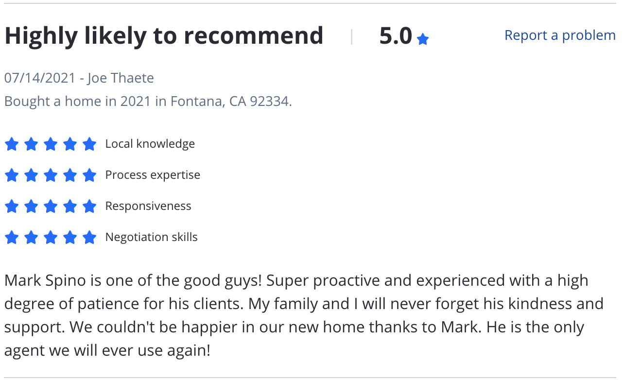 Mark Spino is one of the good guys! Super proactive and experienced with a high degree of patience for his clients. My family and I will never forget his kindness and support. We couldn't be happier in our new home thanks to Mark. He is the only agent we will ever use again!